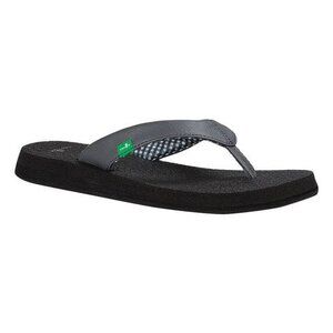 NEW Sanuk Women's Yoga Mat Thong Flip Flop in Black l Size 8